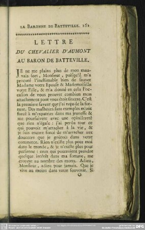 Lettre Du Chevalier D´Aumont Au Baron De Batteville