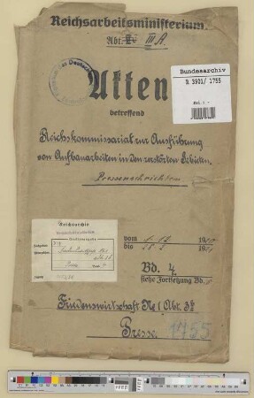 Reichskommissariat zur Ausführung von Aufbauarbeiten in den zerstörten Gebieten .- Pressenachrichten: Bd. 4