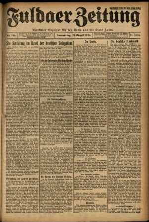 Erste Ausgabe vom Donnerstag, den 21. August 1924.
