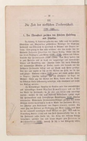 III. Die Zeit der türkischen Vorherrschaft