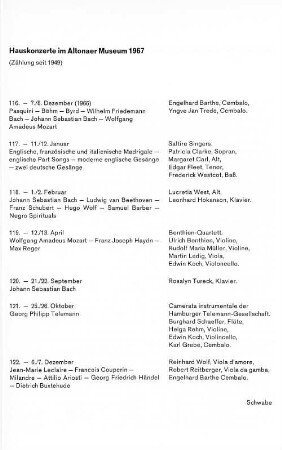 Hauskonzerte im Altonaer Museum 1967