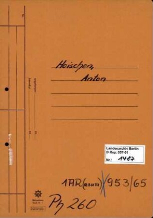 Personenheft Anton Hoischen (*17.10.1901), Kriminaloberamtmann