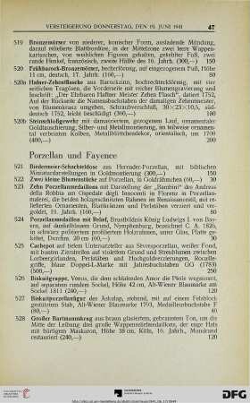 Porzellan und Fayence (Nr. 521-534a)