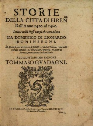 Storie della città di Firenze dall'anno 1410 - 1460