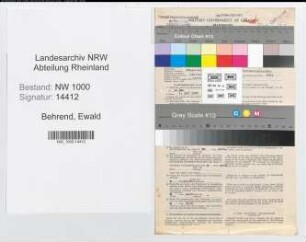 Entnazifizierung Ewald Behrend, geb. 22.08.1893 (Beamter)
