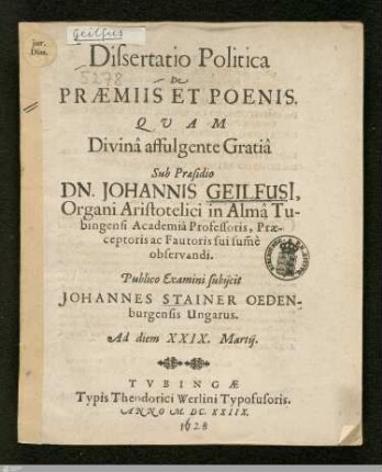 Dissertatio Politica De Praemiis Et Poenis