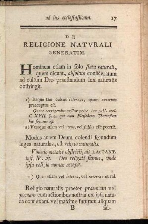 De Religione Natvrali Generatim.