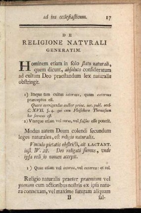 De Religione Natvrali Generatim.