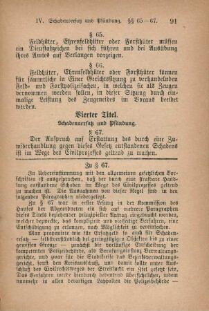 Vierter Titel. Schadensersatz und Pfändung.