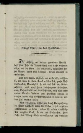 Einige Worte an das Publikum