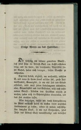 Einige Worte an das Publikum