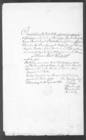 Beglaubigter Geburts-undTaufschein für Johann Karl Friedrich Bouché von Schloßprediger Frege; Schoeneberg, den 12. September 1879 : Beglaubigter Geburts-undTaufschein für Johann Karl Friedrich Bouché von Schloßprediger Frege; Schoeneberg, den 12. September 1879. Autograph; 339 x 417 mm. Dresden: Privatbesitz