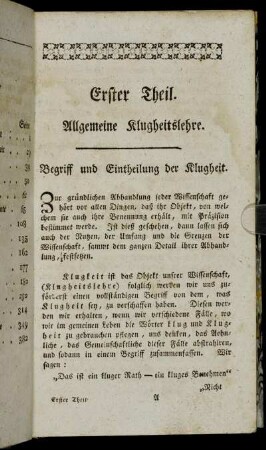 Begriff und Eintheilung der Klugheit.