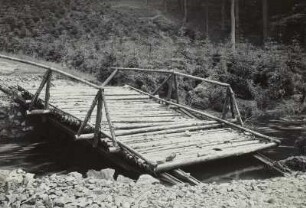 Dresden. Dresdner Heide, Zerstörungen an einer Brücke über die Prießnitz nach einer Hochflut im Juli 1926