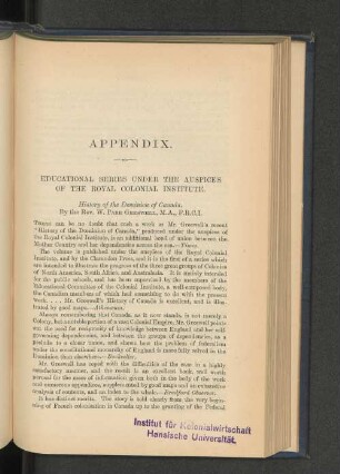 1. Educational Series unter the auspices of the Royal Colonial Institute. Press Notices.