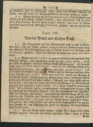 Caput VIII. Von der Beicht und Kirchen-Busse.