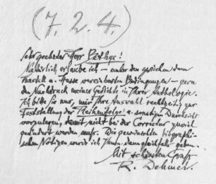 Brief an Hans Bethge