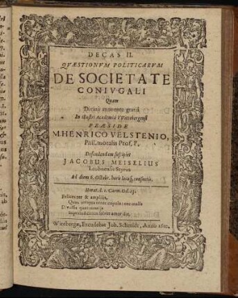 Decas II. Quaestionum Politicarum De Societate Coniugali