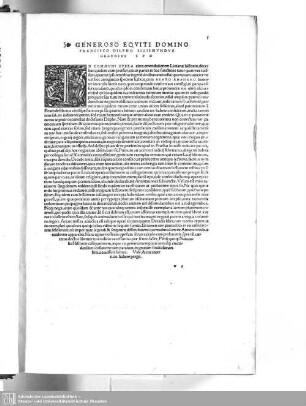 Generoso Equiti Domino Francisco Dilpho Sigismundus Gelenius S P D
