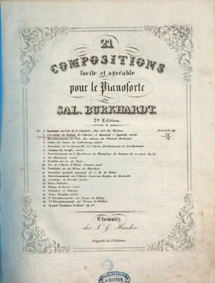21 compositions faciles et agréables pour le pianoforte, 2. Cavatine de Bellini, de l'opéra: I Montechi e Capuleti, variée