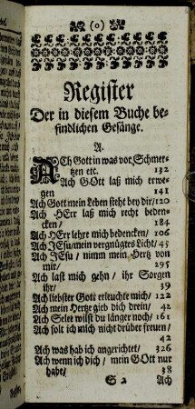 Register Der in diesem Buche befindlichen Gesänge.