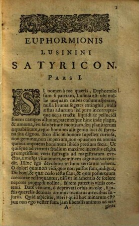 Evphormionis Lusinini sive Ioannis Barclaii Satyricon partes quinque : cum Clavi
