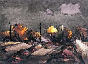 Feld und Bäume im Oktober