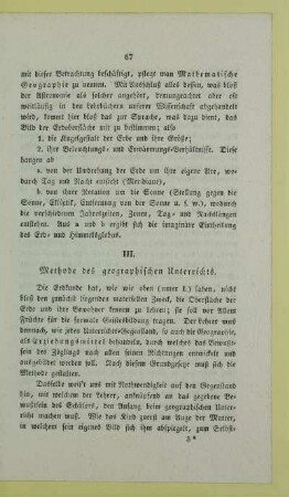 III. Methode des geographischen Unterrichts