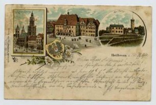 Mehrbildkarte, 3 Motive: Rathaus, Kilianskirche, Wartberg