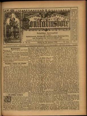 Erste Ausgabe vom Sonntag, den 14. September 1919.