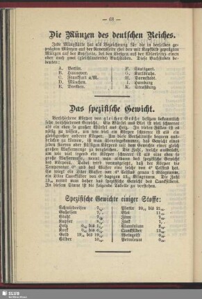 Das spezifische Gewicht