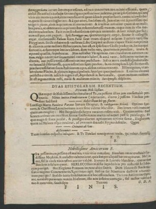 Duas Epistolarum Recentium.
