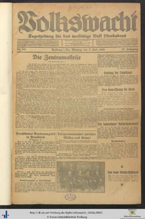 18. Jg. (Juli bis Dezember): Volkswacht: Tageszeitung für das werktätige Volk Oberbadens