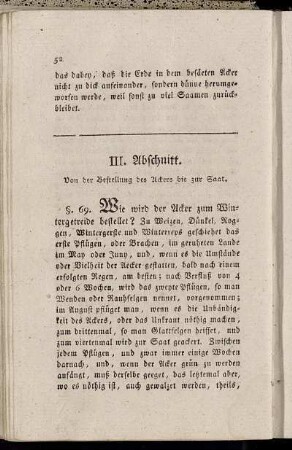 III. Abschnitt. Von der Bestellung des Ackers bis zur Saat