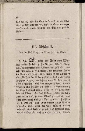 III. Abschnitt. Von der Bestellung des Ackers bis zur Saat