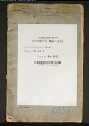Verzeichnis aller Geld- und Naturaleinkünfte im Amt Rheinberg