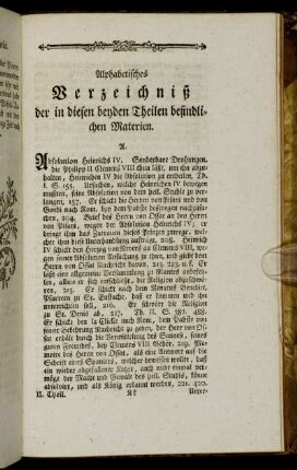 Alphabetisches Verzeichniß der in diesen beyden Theilen befindlichen Materien.