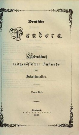 Deutsche Pandora : Gedenkbuch zeitgenössischer Zustände und Schriftsteller. 4. (1840)