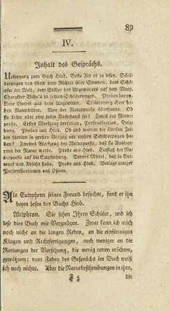Inhalt des Gesprächs.