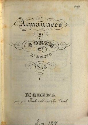 Almanacco della R. Corte e degli stati estensi. 1843