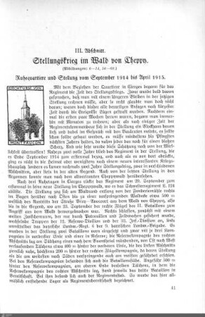 III. Abschnitt: Stellungskrieg im Wald von Cheppy.