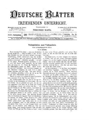 Volksschäden und Volksschule : eine schulpädagogische Skizze