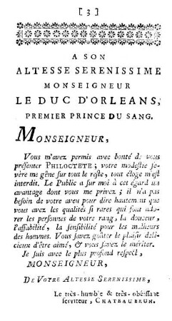 A Son Altesse Serenissime Monseigneur Le Duc D'Orleans, Premier Prince Du Sang.