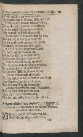 Folgen etliche feine Gebete und Lieder et[c.]
