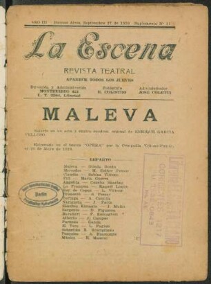 Maleva : sainete en un acto y cuatro cuadros