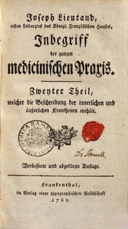 Inbegriff der ganzen medicinischen Praxis, 2