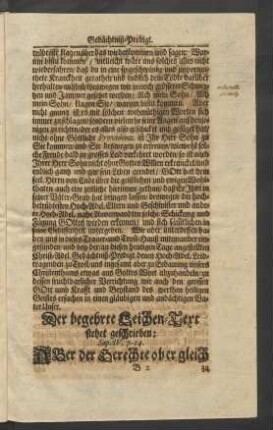Der begehrte Leichen-Text stehet geschrieben: Sap, IV. 7-14.