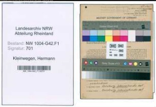 Entnazifizierung Hermann Kleinwegen , geb. 25.06.1904 (Kaufmann)