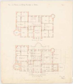 Schloss Queitsch Umbau und Ausbau: Grundriss Erdgeschoss, 1.Obergeschoss, Maßstabsleiste