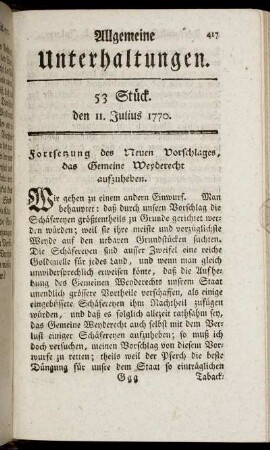 53 Stück. den 11. Julius 1770.